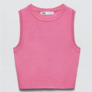 Zara pink knit crop top